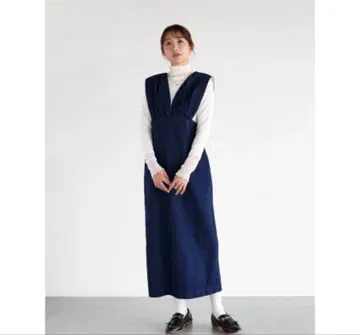 미사용 새상품 야마다야 vin 디자인 숄더 데님 오버롤 스커트