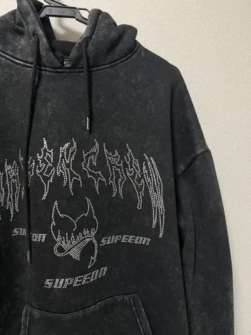 supeoon 스톤 로고 속기모 후드티 L 워시 가공