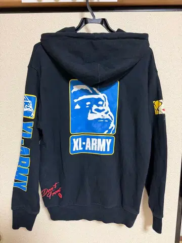 XLARGE 고릴라 프린트 블랙 후드티 M