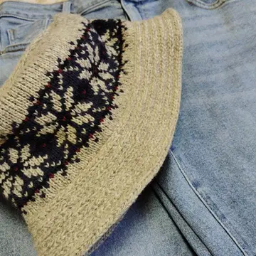 [ 새상품급 ] USA제 노르딕 무늬 버킷햇 니트 모자 남녀 공용