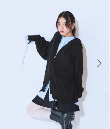 JEANASIS 5G 아제 더블 ZIP 니트 후디 블랙