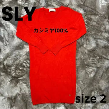 SLY 캐시미어 100% 긴팔 니트 니트 원피스 레드 빨간색