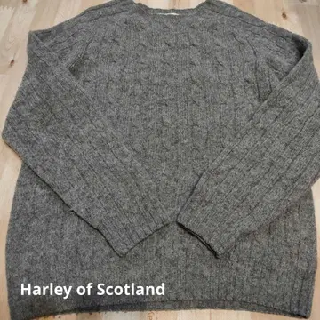 Harley of Scotland 그레이 케이블 니트 스웨터