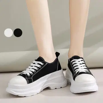 통굽 스니커즈 블랙/화이트