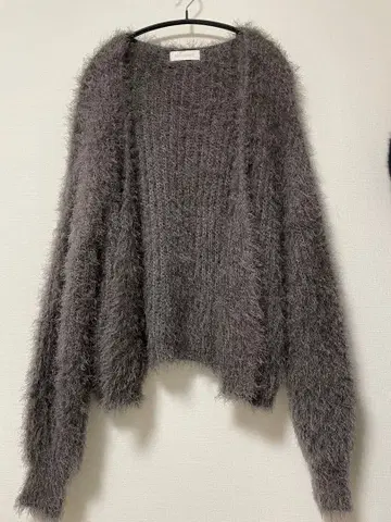 MEILI INVARIANT 그레이 샤기 니트 가디건