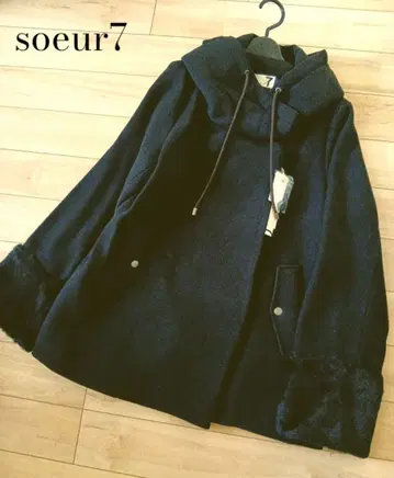 soeur7/스콧 클럽*소매 퍼 울 터치 코트*새상품 28,500y