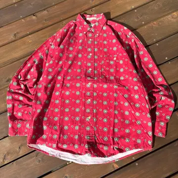 올 패턴 긴팔 셔츠 코몬 무늬 구제 의류