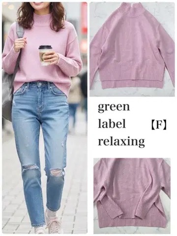 그린 라벨 릴랙싱 울 100% 니트 스웨터 핑크 F 사이즈