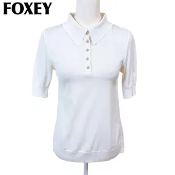 FOXEY 반팔 피케 셔츠 티셔츠 하프 버튼 화이트 40