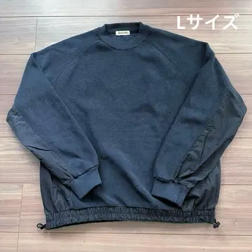 FREAK'S STORE 릴랙스 핏 나일론 절개 크루넥 니트