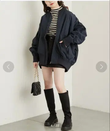 Chico 루즈 MA-1 자켓 네이비 프리 사이즈