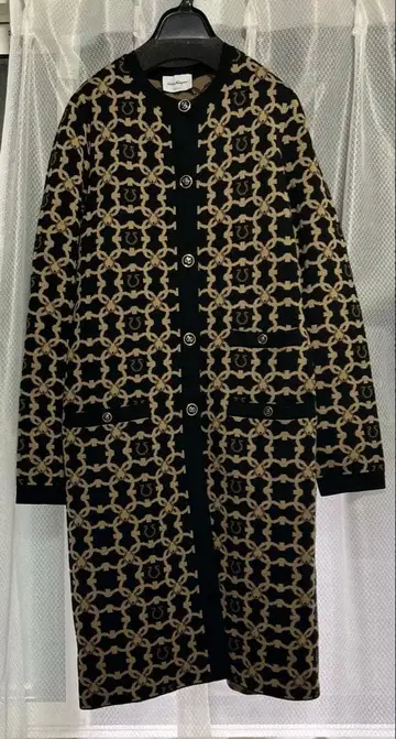 거의 미사용 페라가모 간치니 롱 가디건 울 S