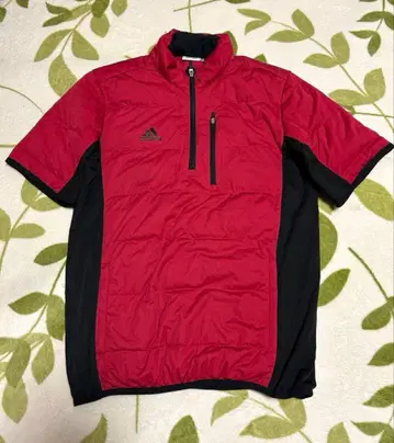 아디다스 골프 반팔 다운 M 빨간색 하프 지퍼