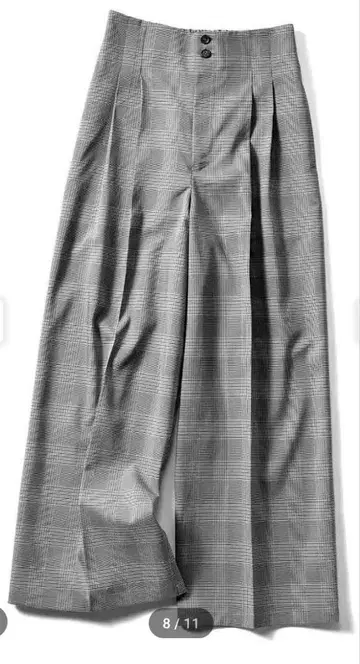 펠리시모 IEDIT 체크 무늬 와이드 팬츠