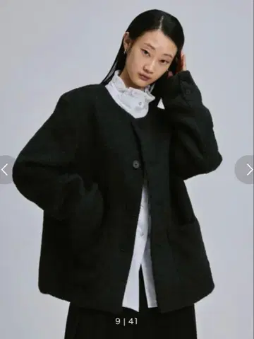 FEKETE 노카라 울 샤기 자켓