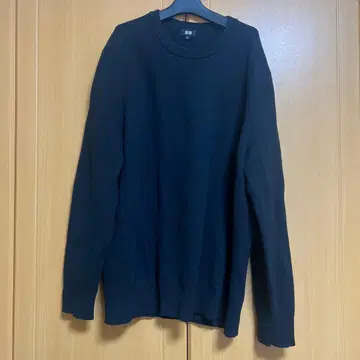 유니클로 워셔블 밀라노 리브 크루넥 스웨터 블랙 3XL