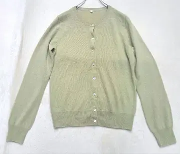 무인양품 캐시미어 100% 가디건 연한 녹색 버튼 긴팔 L 여성용