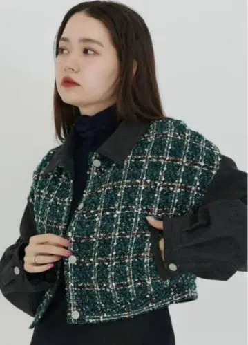 TINA:JOJUN 트위드 데님 자켓