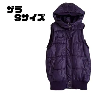 새상품급 자라 TRF 컬렉션 퍼플 충전솜 베스트 후드 부착 S 사이즈
