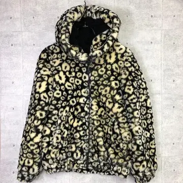 WORLD WIDE LOVE! 구제 의류 표범 무늬 퍼 후드 자켓