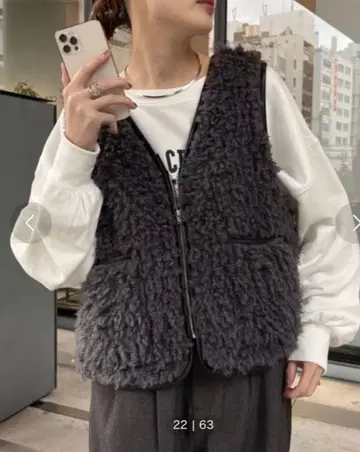 CIAOPANIC TYPY 파이핑 퍼 베스트 차콜 그레이