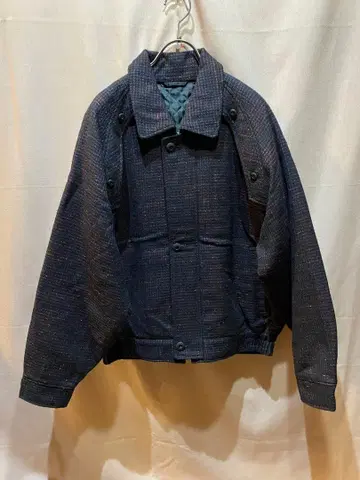 울 레이온 실크 블루종 스윙탑 자켓 레트로 구제 의류