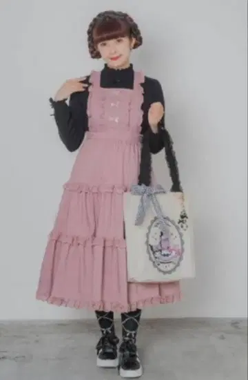 시마무라 아오키 미사코 빅 사이즈 리본 프릴 점프 스커트 LL 핑크