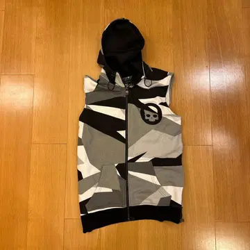 HYDROGEN 스컬 프린트 후드 부착 베스트 M