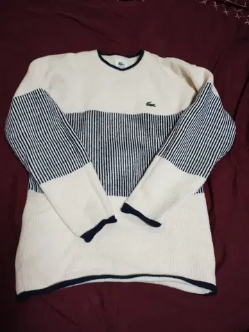 Lacoste 스트라이프 스웨터 긴팔 화이트/네이비