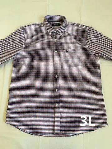 POLO 남성용 긴팔 체크 셔츠 3XL