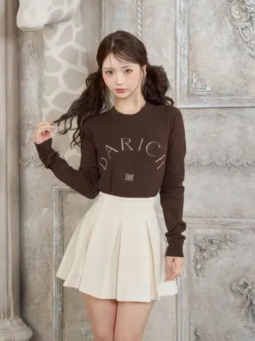 다리치 Darich 로고 니트탑 브라운