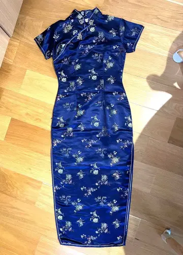 [ 새상품급 ] BISBEE / 차이나 드레스 (M) 네이비 꽃무늬 36