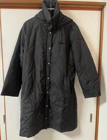 FILA 블랙 퀼팅 롱 코트 여성용 L 사이즈