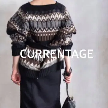 currentage 자카드 니트 가디건