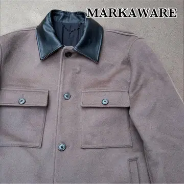 25AW MARKAWARE 오가닉 울 CPO 자켓 옷깃 가죽