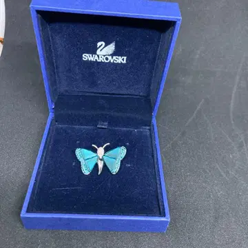 SWAROVSKI 나비 브로치 파란색 크리스탈