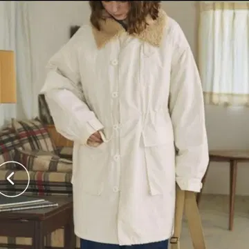 MONO-MART 밀리터리 트윌 안감 퀼팅 미들 모즈 코트