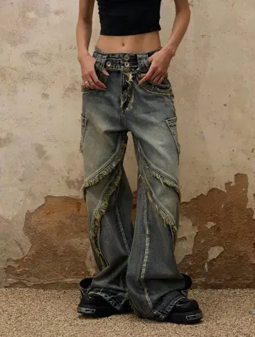 person soul 파괴적인 데님 청바지