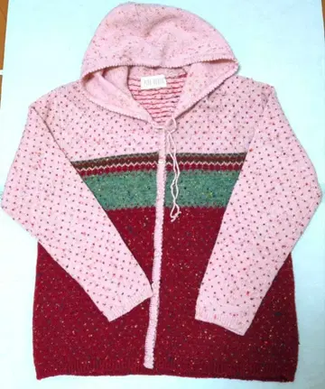 핑크하우스 PINK HOUSE 후드 부착 니트 가디건 90년대