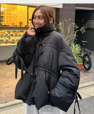 미사용 새상품 택 포함 y/m 타프타 리본 패딩 자켓