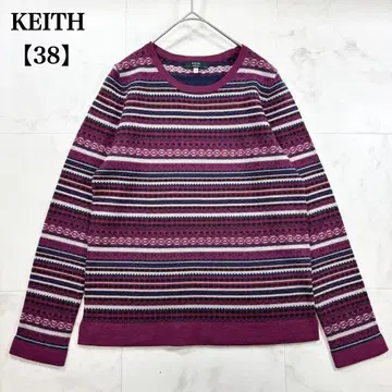 [새상품급] KEITH 키이스 크루넥 니트 스웨터 울 100% 올 패턴