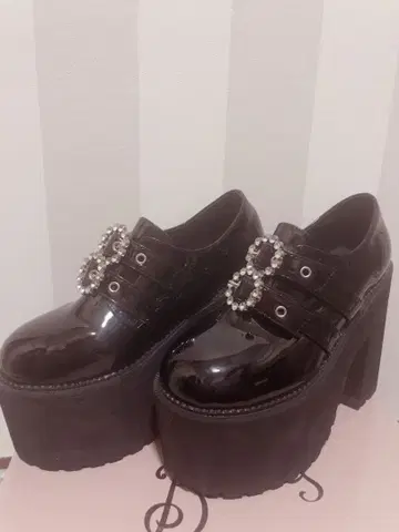 버블스 더블 버클 통굽 신발 블랙 35 박스 포함