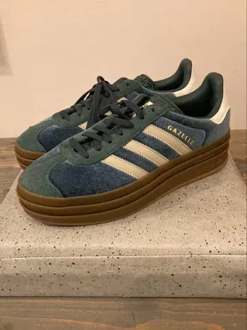 GAZELLE 통굽 스니커즈 그린/네이비
