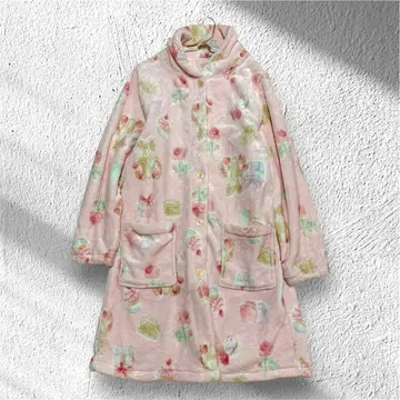 [나루에] 룸웨어 곰돌이 패턴 무릎 기장 포켓 있음 하이넥 M-L