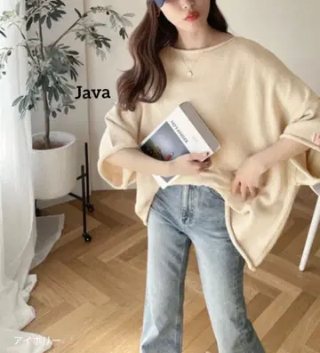 JaVa 루즈핏 돌먼 니트 아이보리 성숙/러블리 봄/가을 L 실루엣