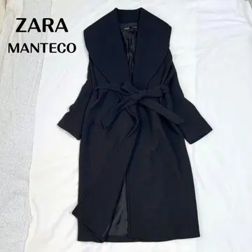 ZARA MANTECO 벨티드 롱 코트 숄카라 블랙 M