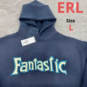 ERL fantastic hoodie 프린트 다크 블루 후드티 L