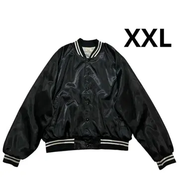 80s 90s USA제 AUBURN 나일론 바시티 자켓 XXL 블랙 무지
