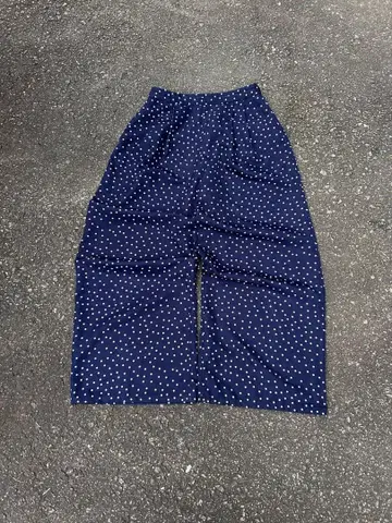 네이비 물방울 패턴 와이드 팬츠 M 사이즈