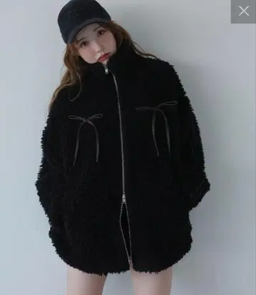 NICE CLAUP 사이드 라인 리본 보아 블루종